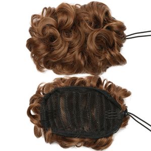 Synthetic Chignon Drawstring Scrunchies Elastic Band Hair Bun Clip in Straight Updo Hairpiece Natural Fake Hairs