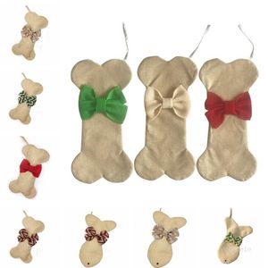 Домашний рождественские носки джутовые собаки костные рыбы формы рождественские украшения конфеты сумка рождественские носки подарок сумка рождественские висит ZC393
