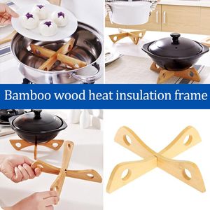 Esteiras almofadas criativas de isolamento de bambu pad casserole rack big tigela pendurada mesa de mesa não-deslizamento destacável