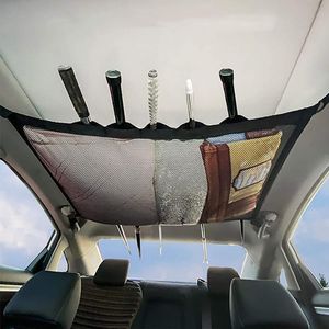 Car Organizer Portable SUV Ceiling Storage Pocket Roof Cargo Net Bag Fishing Rod Holder Vehicle Trunk Pouch Sundries