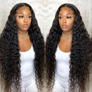 Deep Wave Frontal Wig Curly Human Hair Wig In Transparent Tpart Brazilian Wet And Wavy