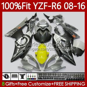 Injektionsformkroppar för Yamaha YZF-R6 YZF R6 R 6 600YZF600 2008-2016 Bodywork 99NO.147 600cc YZFR6 08 2008 2009 2010 2011 2012 YZF-600 13 14 15 16 OEM Svart silverfeoking