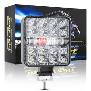 LED Truck Trailer Work Light Spot Lamp Bar 48W 9V-60V Square 26LED Red Blue Flash Strobe Lights for Cars Off Road Tractor Boat 4x4 ATV