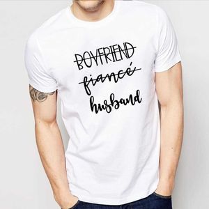 Boyfriend Narzeczony Mąż T-shirt Przyszłość Mr White Tee Fiance Koszula Bachelorette Party Topy Trendy Casual Tshirt Prezent zaręczynowy Y0809