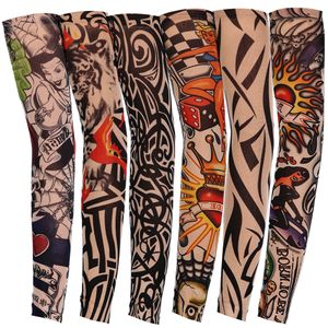 Beinwärmer Großhandel Multi-Stil 100 % Nylon elastisch Gefälschte temporäre Tattoo-Ärmel-Designs Körper Armstrümpfe Tattoo für coole Männer Frauen