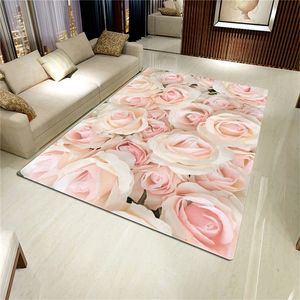 Rose Teppich 3D Matte für Wohnzimmer Blume Teppich Badezimmer Anti-slip Absorbieren Matte Küche Teppich Home Decor Fußmatte benutzerdefinierte Teppich Große 210301