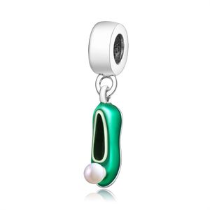 Misura originale Europa braccialetto di fascino gioielli di alta qualità autentico argento sterling 925 Trilli scarpe perline con smalto verde Q0531