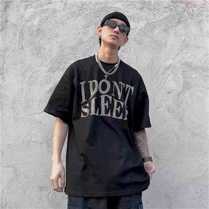 Estate Harajuku T-shirt da uomo Punk Top stampato diamante DON'T E SLEEP Unisex Tshirt Donna Tee Coppie Abbigliamento 210726