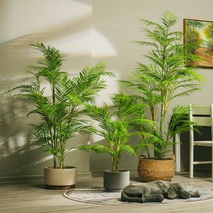 98cm 15 Heads Large Tropical Palm Tree Artificial Plants Branch Fake Palm Leaves Real Touch Plastic Foliage Home Office Decor 210624