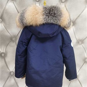 Boys and girls Silver fur high quality winter warm hooded down jacket 211027
