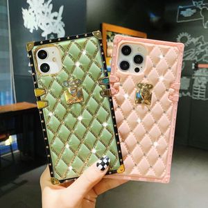 Luxury Bling Diamond Phone Fodral för iPhone 13 12 11 Pro Max XR XS X SE 7 8 Plus Designer Case Back Cover