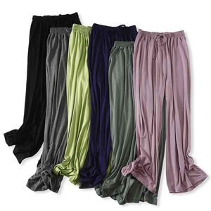 Spring and Autumn Women's Wide Leg Pants Modal Thin Casual Flared All-match Throw 210925