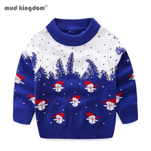 Mudkingdom Boys Girls Sweaters Cute Cartoon Snowman Pullover Kids Christmas Clothes 210615