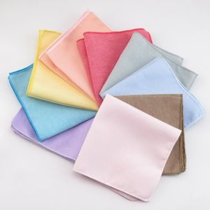 Pure Color Hankerchiefs 15 Colors Cotton Pocket Square Napkin Kerchief Mocket Men's Noserag for Tail Wedding Party Christmas