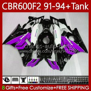 Bodywork +Tank For HONDA CBR600F2 600CC 600FS 91-94 Body 63No.168 CBR 600 600F2 CBR600 F2 FS CC 1991 1992 1993 1994 CBR600FS CBR600-F2 91 92 93 94 Purple black Fairing Kit