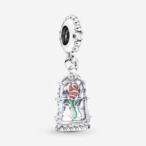 100% 925 Ayar Gümüş Enchanted Rose Dangle Charm Fit Orijinal Avrupa Charms Bilezik Moda Kadınlar Düğün Nişan Takı Aksesuarları