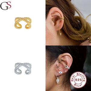 Hoop Huggie GS Cross Crystal Clip-On-Earrings для женщин 925 Серебряные серебряные серебряные бронкос