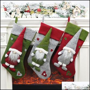 Christmas Decorations Festive & Party Supplies Home Garden 19.3" Stockings Candy Holder Cute 3D Plush Swedish Gnome Xmas For Fireplace Hangi