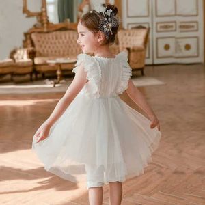 Letnie dziewczyny dziewczyny sukienki princtututu dla dzieci sukienki tiulowe z siatki białe rękawostyki dziewczyny sukienki imprezowe