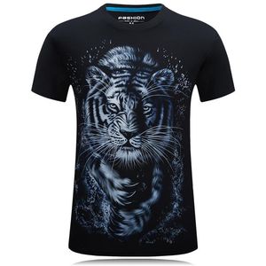 T-shirts Sommar 3D Tiger Skriv ut Kortärmad Män T-tröja 2021 Personlighet Round Neck Plus Size Simple S-6XL feta toppar