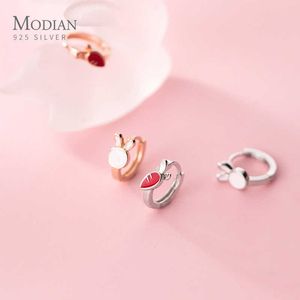 925 Sterling Silver Mini Tiny Rabbit Carrot Asymmetry Hoop Earring for Women Fashion Ear Pin Fine Jewelry Kids Gift 210707