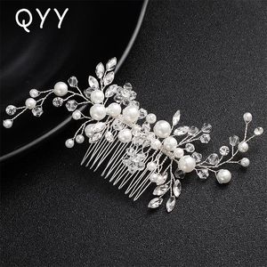 Hårklipp Barrettes QYY Crystal Bridal Wedding Accessories Pearl Combs for Women Jewelry Party Bride Headpiece Prom Bridesmaid Gift