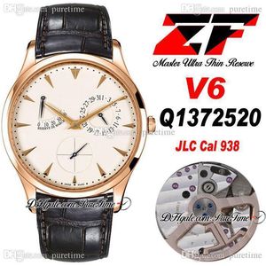 ZF V6 Master Ultra Thin R￩serve de Marche SA938 Automatik Herrenuhr Q1372520 38 mm Gangreserve Roségold Weißes Zifferblatt Schwarzes Leder Super Edition Uhren Puretime c3