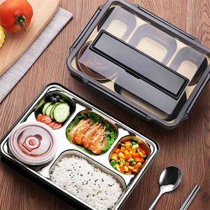 Contenitore per alimenti portatile giapponese in acciaio inossidabile Contenitore per alimenti per bambini Contenitore per snack isolato per pranzo Contenitore per Bento a prova di perdite 210925