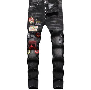 D2 Moda Erkek Tasarımcı Kot Yüksek Kalite Yırtık Denim Pantolon Lüks Hip Hop Sıkıntılı Fermuar Pantolon Erkek Boyutu 28-36