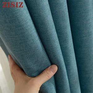 Modern Blackout Curtain For Living Room Bedroom Solid Color Thermal Insulated High Shading Curtain Window Blinds Drapes 211203