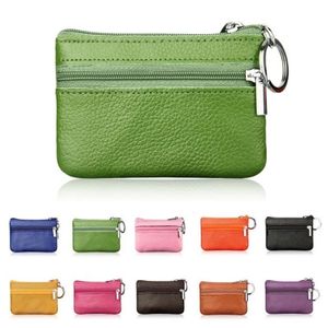 Märke Män Kvinnor Mjukt Äkta Läder Korthållare Kvinnors Myntväska Key Holder Zip Wallet Pouch Bag Purse