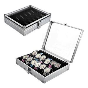 Jewelry Pouches, Bags Metal Box Watch Storage Aluminum Alloy Case Useful 6/12 Grid SlotsJewelry Watches Aluminium Display