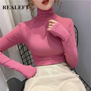 RealeLft Höst Vinter Velvet tjockna stickning Kvinnors tröja Solid Bottom Långärmad Minimistiska Turtleneck Pullovers 211103