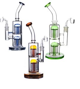 Fumar cachimbo de água vidro tubos de água braço árvores perc 14mm banger recycler bongs base sólida