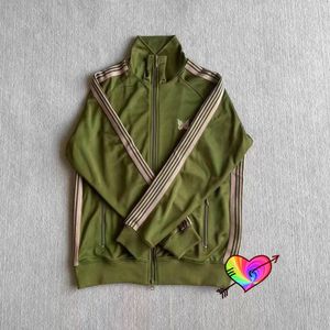 High Street Embroidery Jackets Army Green Needles Men Women Logo Track Outerwear