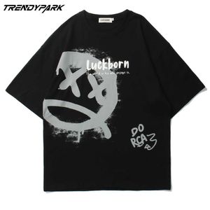 Men's T-shirt Summer Short Sleeve Graffiti Tee Hip Hop Oversized Cotton Casual Harajuku Streetwear Top Tshirts Clothing 210601