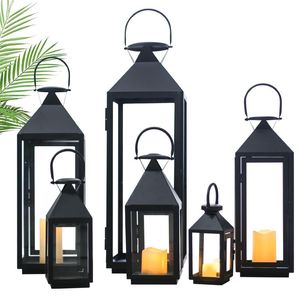 Titulares de vela Preto Nórdico Moderno Titular Ferro Metal Pendurado Tealight Lanterna Decoração Salon Home Accessorie ZP60ZT