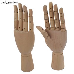 Wooden Hand Model mänsklig gestalt konstnären Model Mannequin Jointed Doll Flexible Drawing Manikin träskulptur Figurines 210811