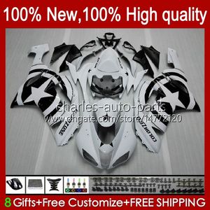 Motorcycle Fairings For KAWASAKI NINJA ZX600C ZX-600 ZX 6R 600CC 6 R ZX636 07-08 Bodywork 10No.14 ZX-636 600 CC ZX6R 07 08 ZX600 ZX 636 ZX-6R 2007 2008 Bodys Kit white stars