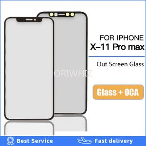 Vetro anteriore dello schermo esterno con colla OCA per iPhone X XS MAX XR 11 11PRO MAX Schermo LCD Touch Lens riparazione di ricambio in vetro