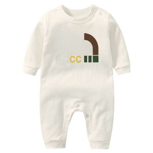 Baby Pure Cotton Rompers Boys Girls Designer Tryck Summer Luxury Short-Sleeved and Long Sleeve Jumpsuit Born Romper G0011