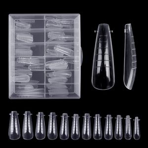 False Nails Fake Poly Extension Gel Dual Nail Form Coffin Clear Ballerina Tips Full Cover 120pcs With Storage Box Art