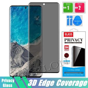 Privacy gehard glas 3D Anti Spy Screen Protector voor Samsung Galaxy S23 Ultra S22 S21 5G S20 S10 S10E S9 S8 Plus Note 20 10 9 met retailpakket