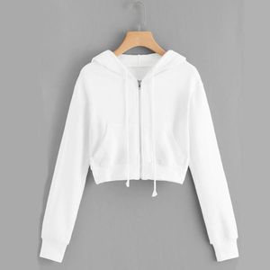 Kvinnors Tröjor Kvinnor Harajuku Sweatshirt Sexig Slim Crop Top Hooded Streetwear Koreansk stil Kvinna Kläder 2021 Moletom Poleron