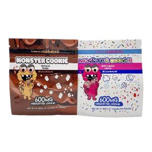 monstercookie edible packaging bags milk chocolate chips Biscuits mylar 600mg pouch snack packing bag package resealable edibles peanut butter cups
