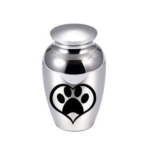 Söt hund tass kremation urn aluminium urn pendell kista kistan aska minnesmärke med present sammet väska påminnelse om en avliden släkting/husdjur