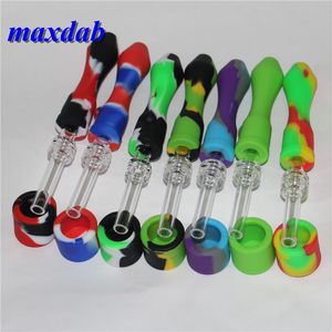 Colorful Smoking pipe Kit With 10mm Titanium Tip Nail Silicon Caps Oil Rigs Concentrate Silicone Pipes Dab Straw