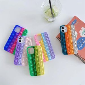 Silicone Rainbow Anti-Drop Cell Phone Fodral Skydd för iPhone 12 11 Pro Max X XS XR 7 8 6s plus Samsung Galaxy S21 S21ULTRA DHL