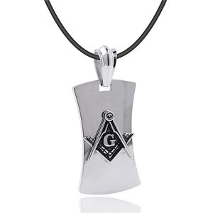 Högpolerat rostfritt stål Silver Masonic Emblem Gratis Mason Pendants Freemasonry Square Compass Signet Signs Halsband Hängsmycke Smycken