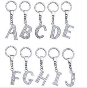 2021 26 A Z Crystal English Letters Initial Keychain Key Rings Holders Bag Pendant charm Fashion Jewelry Gift drop shipping